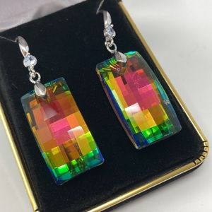 Sensational Mystic Fire Peacock Crystal Earrings
